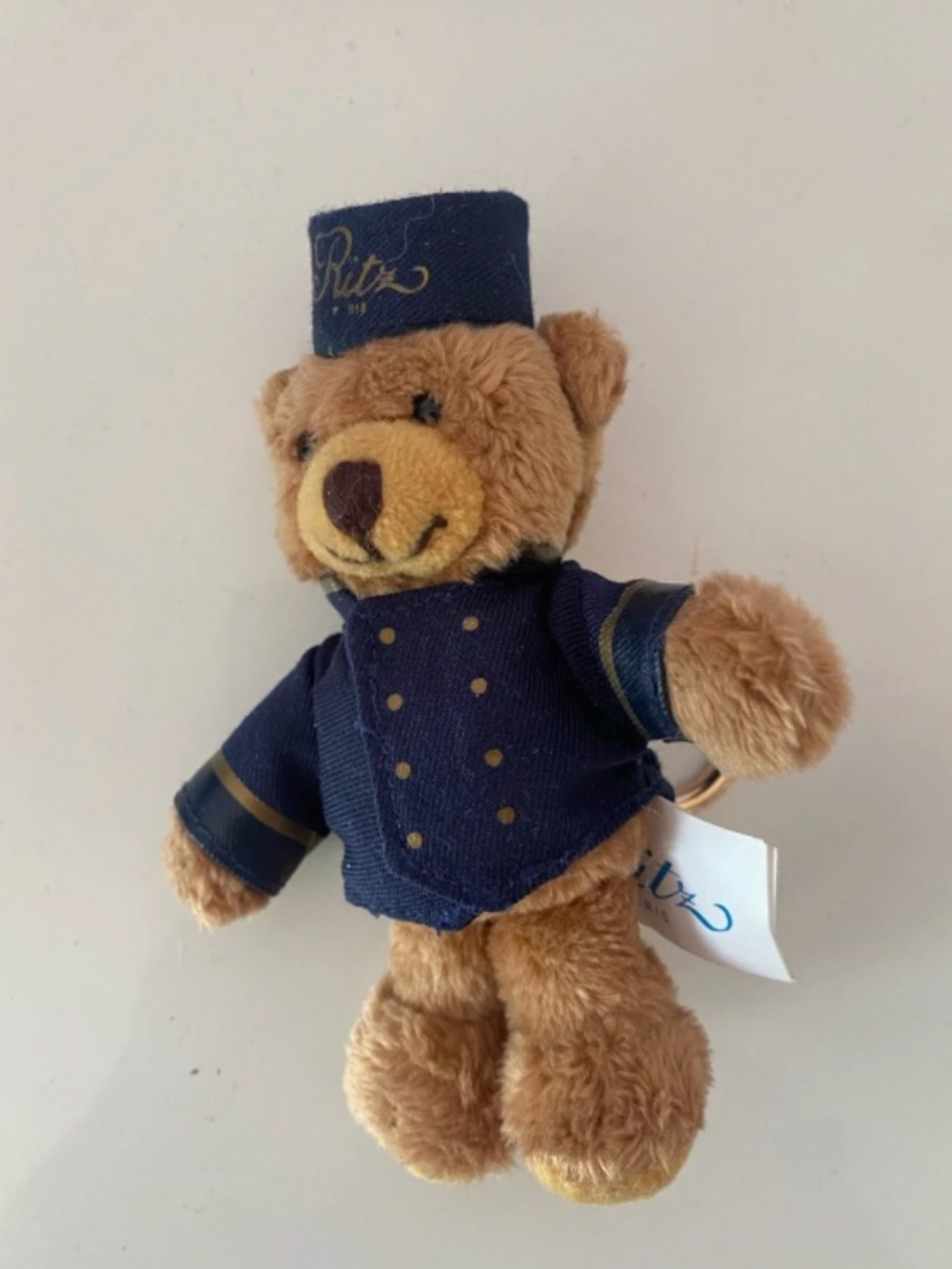 Ritz Paris Hotel Bellhop Teddy Bear Plush Keychain